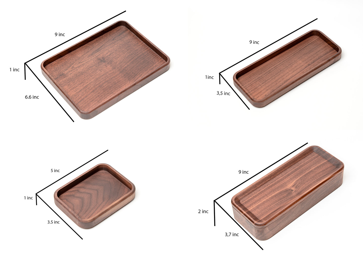 Walnut Wood Desk Organizer Set