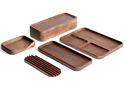 Walnut Wood Desk Organizer Set