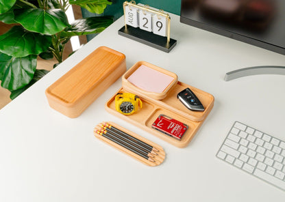 Beech Wood Desk Organizer Set