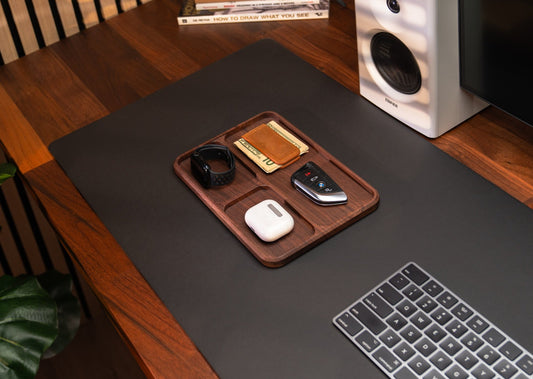 Large Tray Desk  Organizer  Walnut Wood