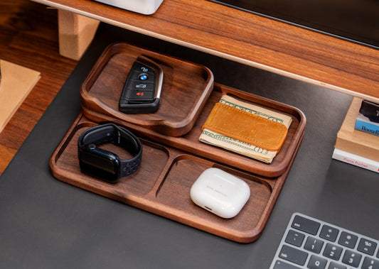 The Pro Organizer Tray Set Walnut Wood