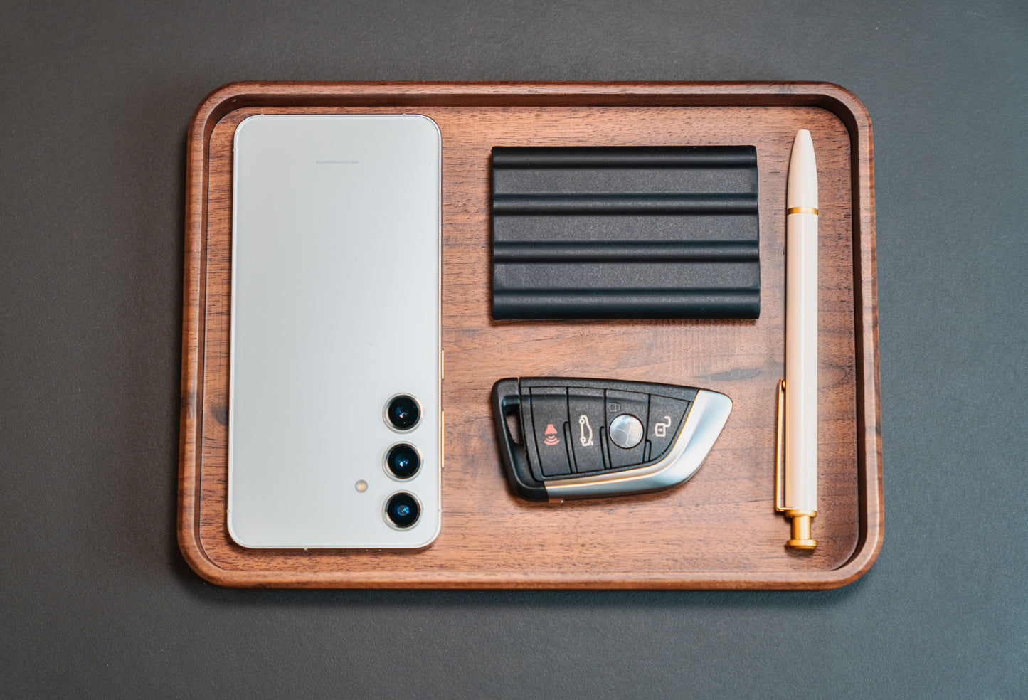 Walnut Wood Desk Organizer Set